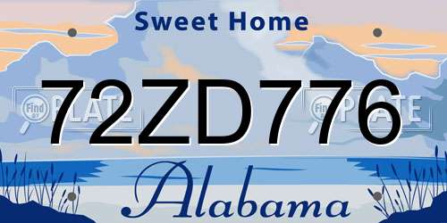72ZD776 Alabama License Plate