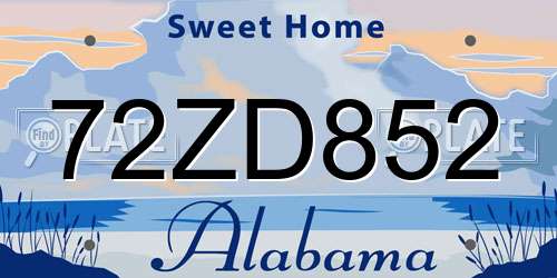 72ZD852 Alabama License Plate