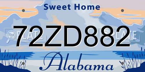 72ZD882 Alabama License Plate
