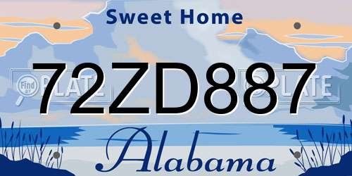 72ZD887 Alabama License Plate