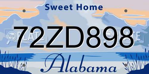 72ZD898 Alabama License Plate