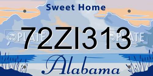 72ZI313 Alabama License Plate