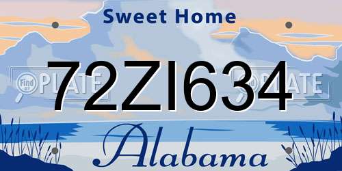 72ZI634 Alabama License Plate