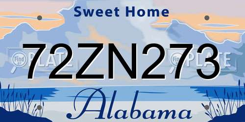 72ZN273 Alabama License Plate