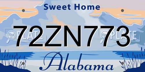 72ZN773 Alabama License Plate