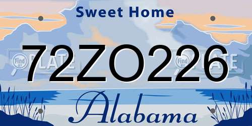 72ZO226 Alabama License Plate