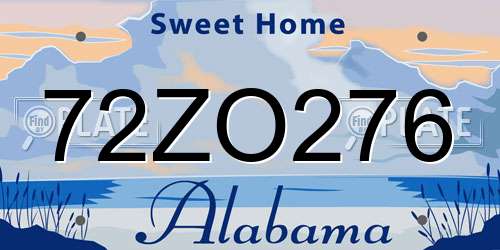 72ZO276 Alabama License Plate