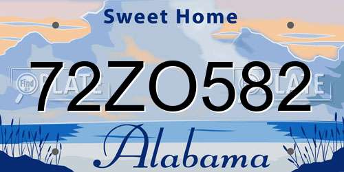72ZO582 Alabama License Plate