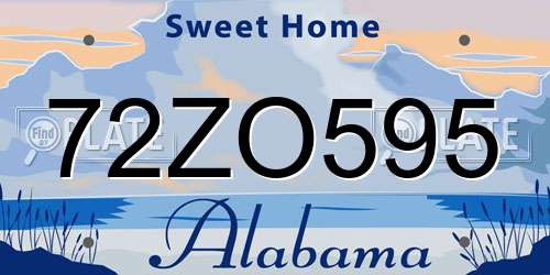 72ZO595 Alabama License Plate
