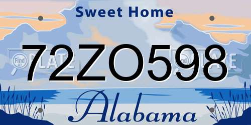 72ZO598 Alabama License Plate