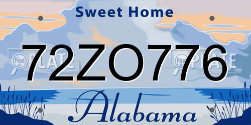 72ZO776 Alabama License Plate