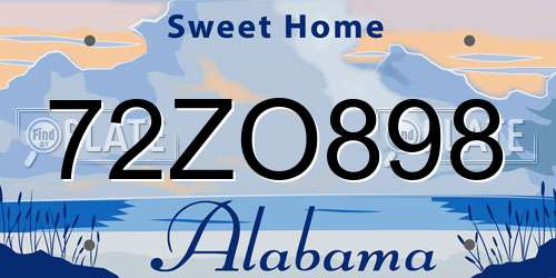 72ZO898 Alabama License Plate