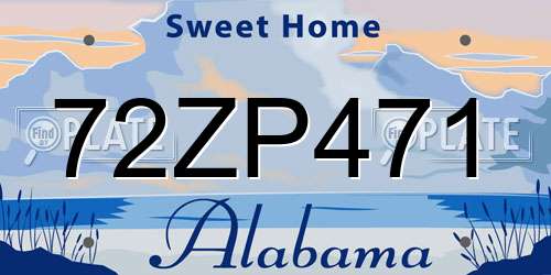 72ZP471 Alabama License Plate