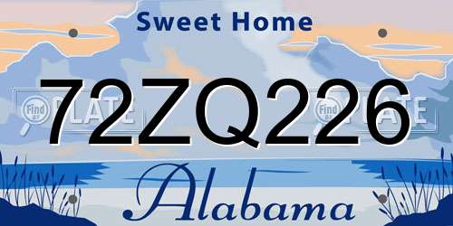 72ZQ226 Alabama License Plate