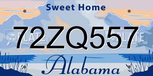 72ZQ557 Alabama License Plate