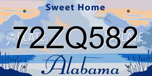 72ZQ582 Alabama License Plate