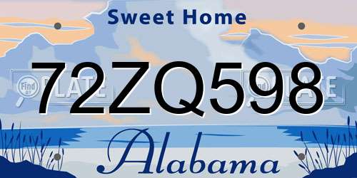 72ZQ598 Alabama License Plate