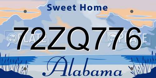 72ZQ776 Alabama License Plate