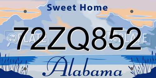 72ZQ852 Alabama License Plate