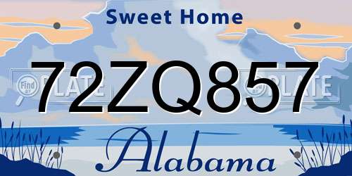 72ZQ857 Alabama License Plate