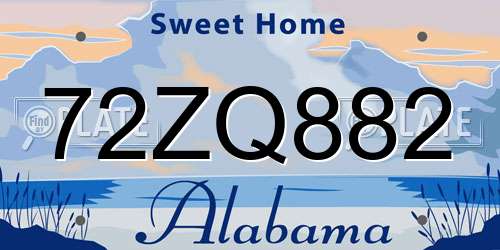 72ZQ882 Alabama License Plate