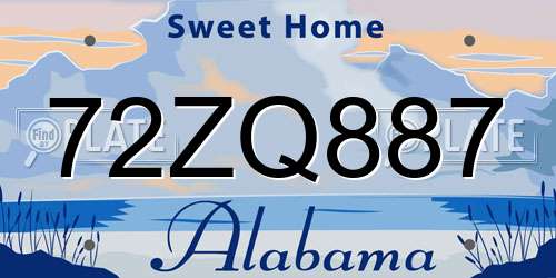 72ZQ887 Alabama License Plate