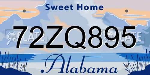 72ZQ895 Alabama License Plate