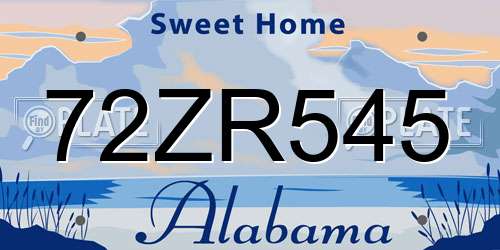 72ZR545 Alabama License Plate