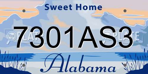 7301AS3 Alabama License Plate