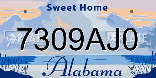 7309AJ0 Alabama License Plate