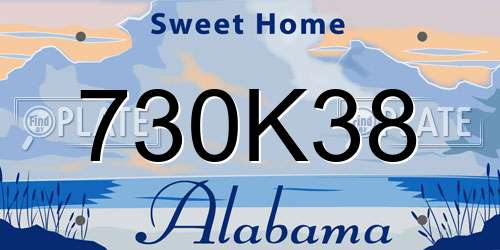 730K38 Alabama License Plate