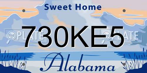 730KE5 Alabama License Plate