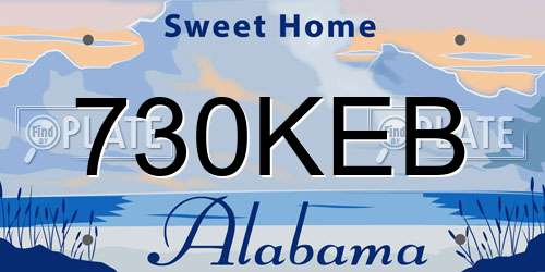 730KEB Alabama License Plate