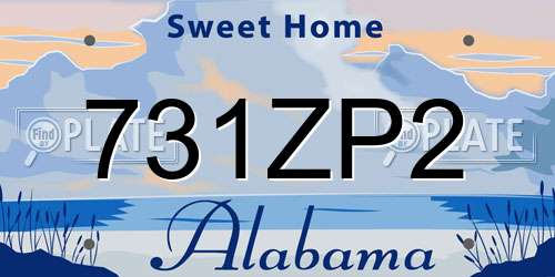 731ZP2 Alabama License Plate