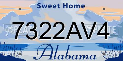 7322AV4 Alabama License Plate