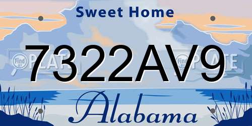 7322AV9 Alabama License Plate