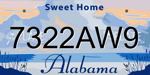 7322AW9 Alabama License Plate