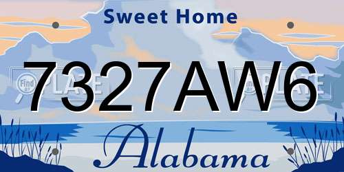 7327AW6 Alabama License Plate