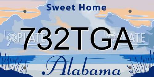 732TGA Alabama License Plate