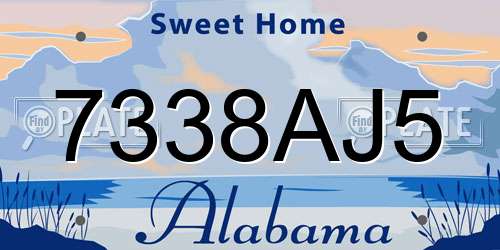 7338AJ5 Alabama License Plate