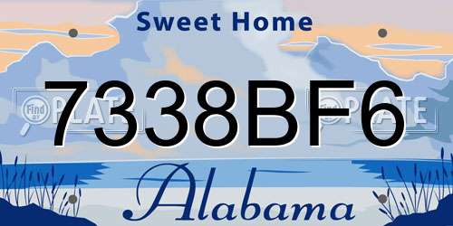7338BF6 Alabama License Plate