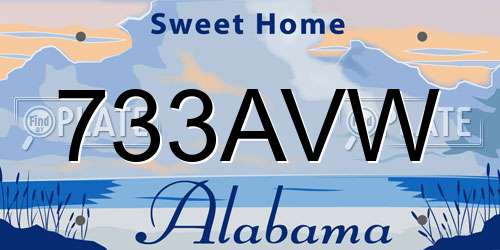 733AVW Alabama License Plate