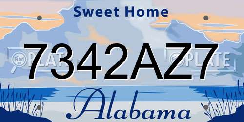 7342AZ7 Alabama License Plate