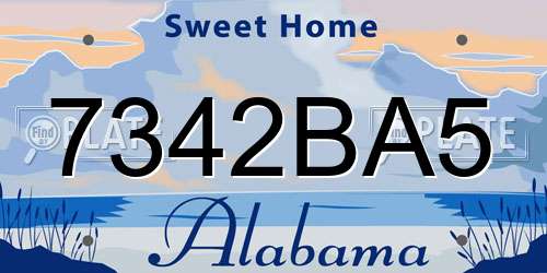 7342BA5 Alabama License Plate