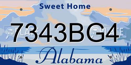 7343BG4 Alabama License Plate