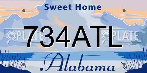 734ATL Alabama License Plate