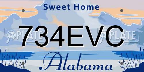 734EVC Alabama License Plate