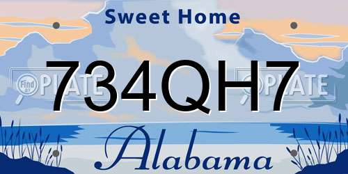 734QH7 Alabama License Plate