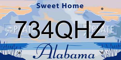 734QHZ Alabama License Plate