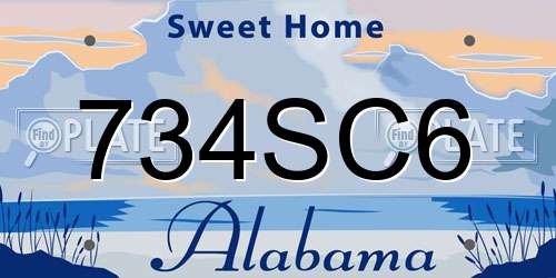 734SC6 Alabama License Plate